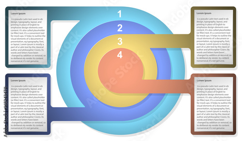 Infographic diagram template with concentric circles. For web design, presentation, graph, chart, report, data visualization