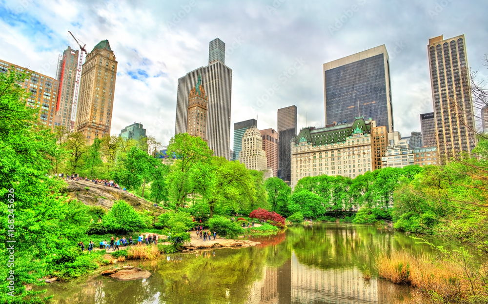 Central Park with the Pond and Manhattan Skyline - New York City Central Park with the Pond and Manhattan Skyline - New York City