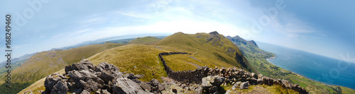 Ocean view and mountain landscape from Gyrn Goch - North Wales photo