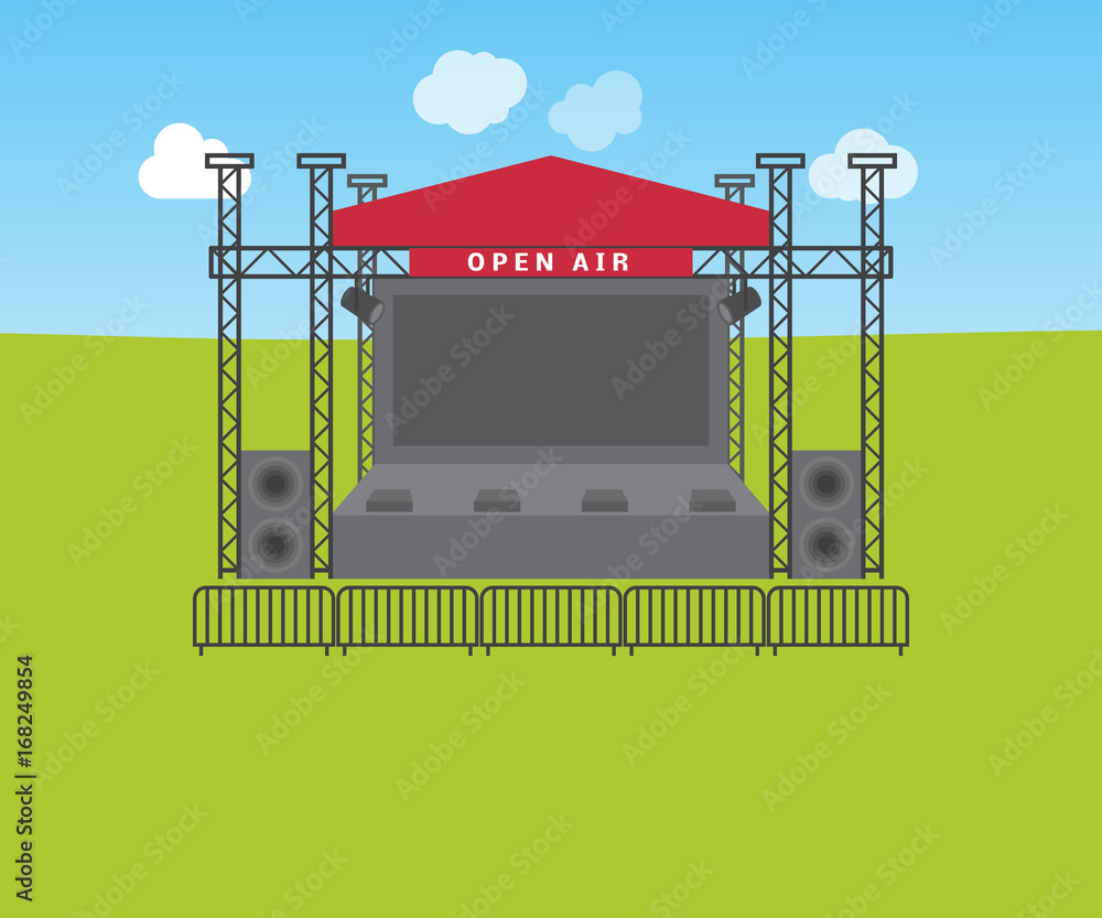 Empty stage for open air festival Stock Illustration | Adobe Stock