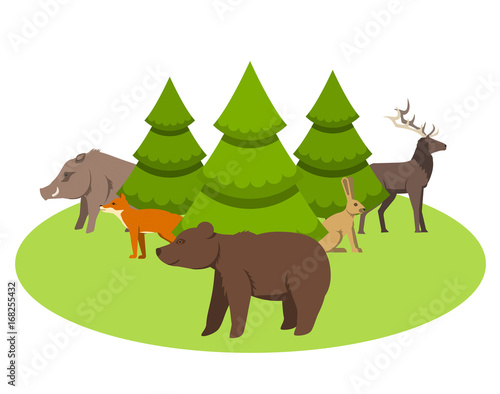 Animals living in Eurasia, a protected area, a hunting ground, a territory of the zoo