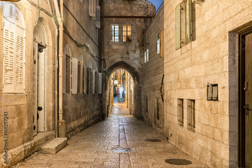 Jerusalem Old City Alley - The Jewish Quarter at Night