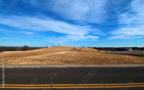 Roadside Field Hillside Open Winter Early Spring