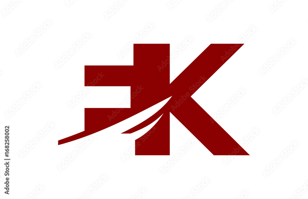 EK Red Negative Space Square Swoosh letter Logo EK Red Negative Space Square Swoosh letter Logo