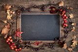 Blackboard with text space with Autumn decorations