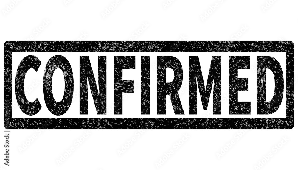 confirmed red rubber stamp on white background. confirmed sign. Stock
