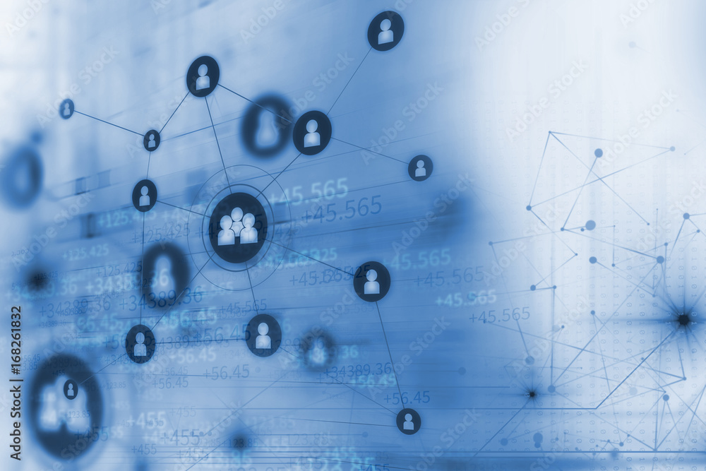 abstract illustration background with user icon and connecting dots and lines . abstract illustration background with user icon and connecting dots and lines .