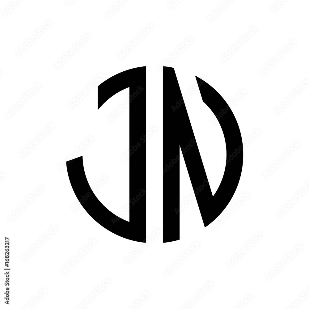 initial letters logo jn black monogram circle round shape vector initial letters logo jn black monogram circle round shape vector