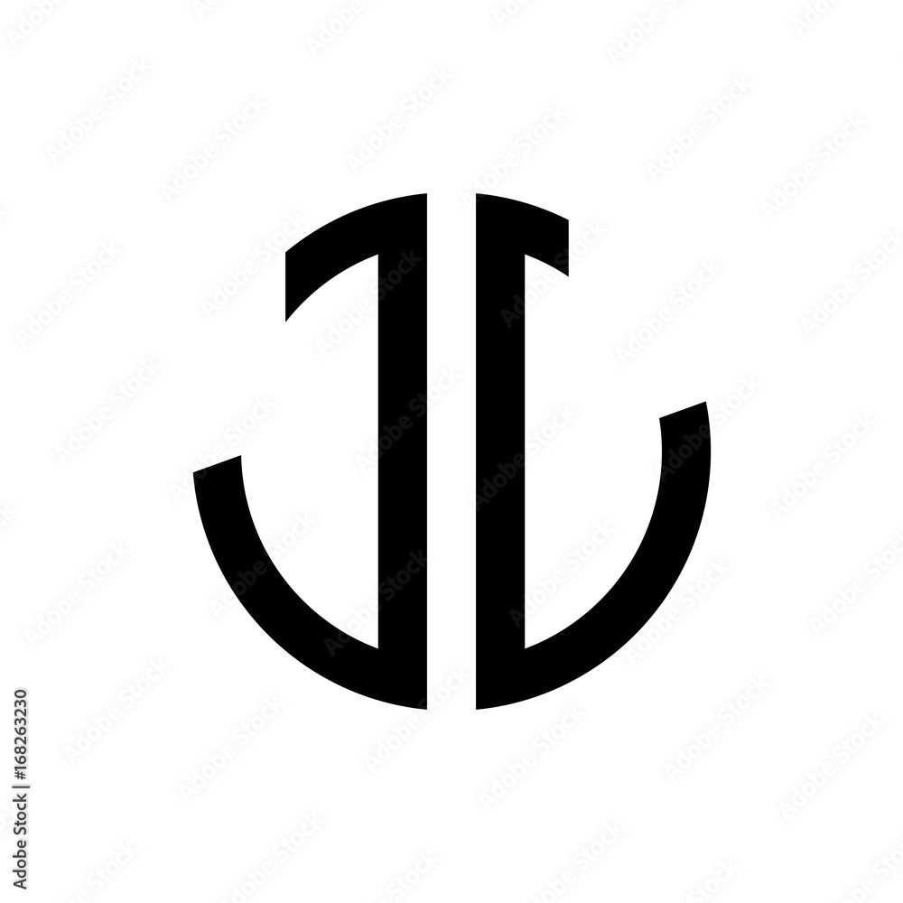 initial letters logo jl black monogram circle round shape vector Stock ...