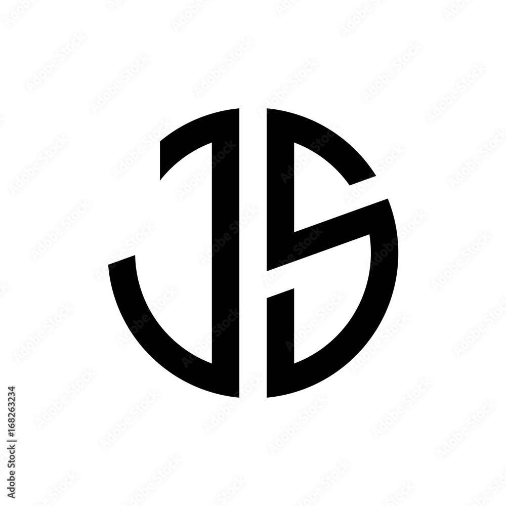 initial letters logo js black monogram circle round shape vector Stock ...