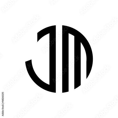 initial letters logo jm black monogram circle round shape vector