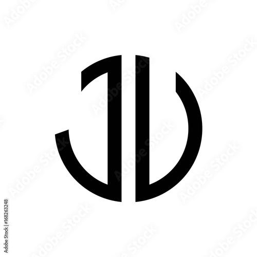 initial letters logo jv black monogram circle round shape vector