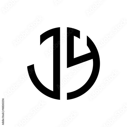 initial letters logo jy black monogram circle round shape vector