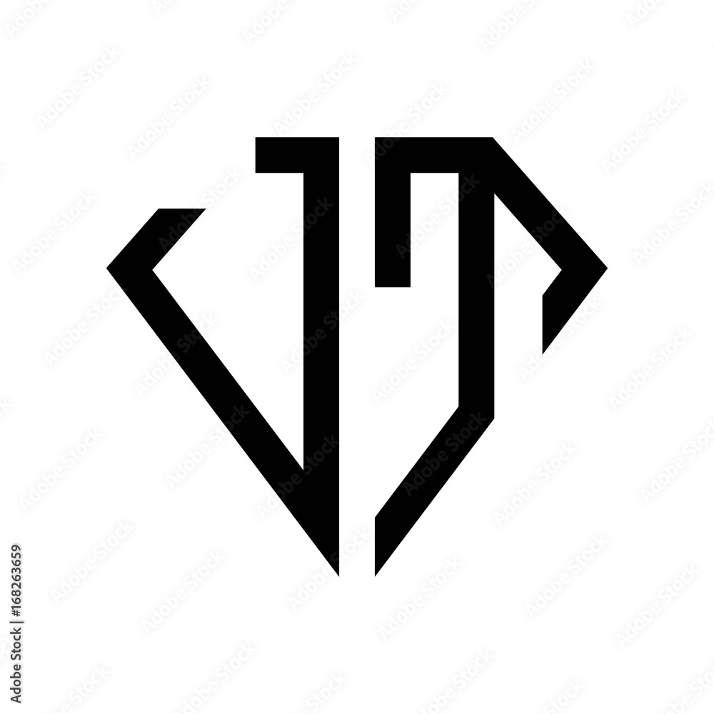 Fototapeta premium initial letters logo jt black monogram diamond pentagon shape