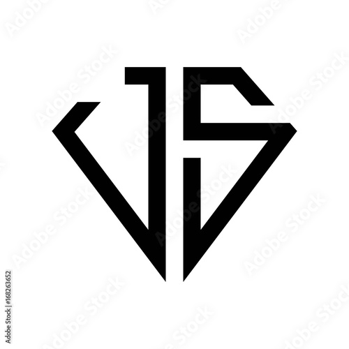 initial letters logo js black monogram diamond pentagon shape