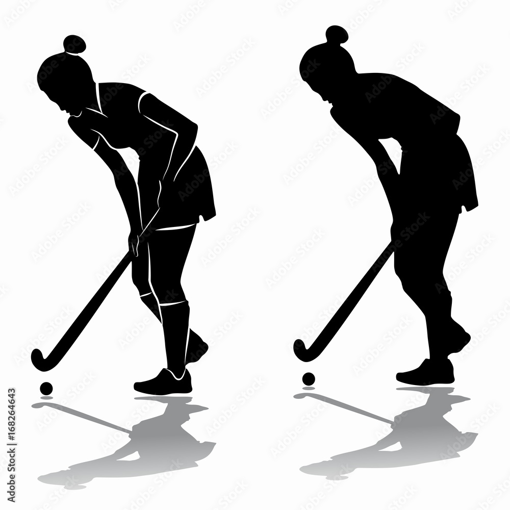 silhouette of a field hockey player, vector draw Stock Vector Adobe Stock