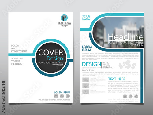Blue flyer cover business brochure vector design, Leaflet advertising abstract background, Modern poster magazine layout template, Annual report for presentation. photo