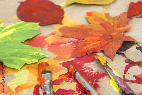 painted autumn leaves