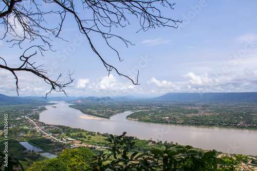 Mountain and river views on a cliff in Thailand