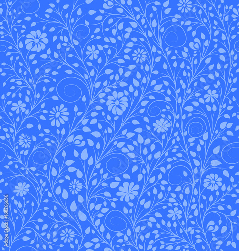 blue floral background. vector seamless pattern