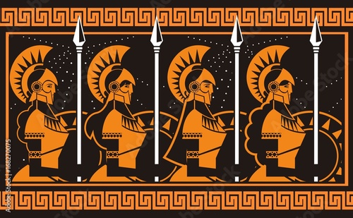 female amazon warriors orange and black pottery figures painting