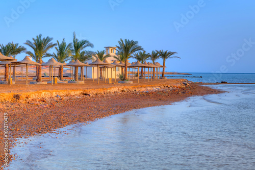 Egyptian parasols on the beach in Hurghada