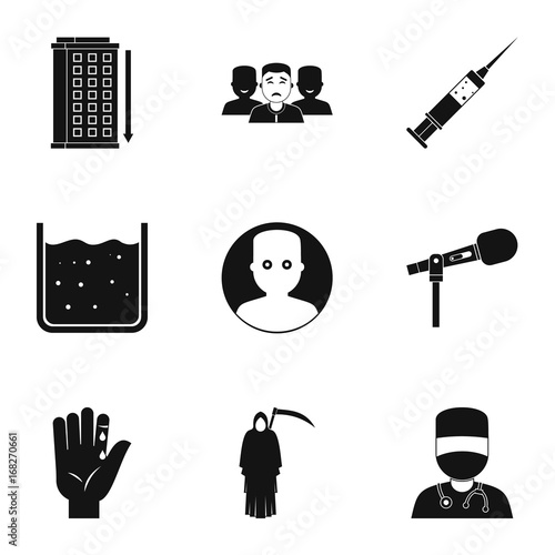 Various phobias icon set, simple style