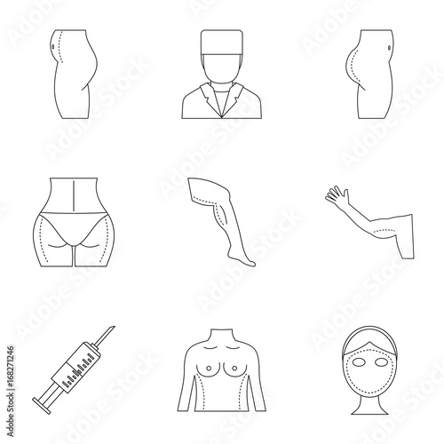 Body correction icon set, outline style