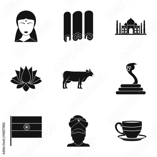 India icon set, simple style