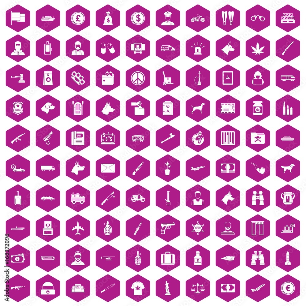 100 smuggling icons hexagon violet 100 smuggling icons hexagon violet