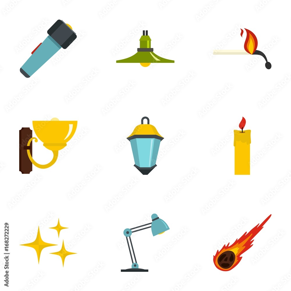 Light symbols icon set, flat style Light symbols icon set, flat style