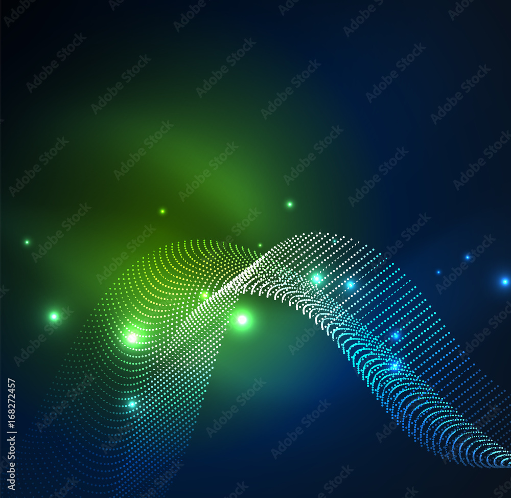 3D illuminated wave of glowing particles 3D illuminated wave of glowing particles