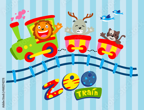 zoo train - vector illustration for children.