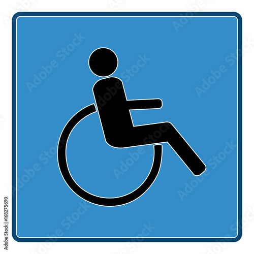 Disabled black sign in blue square