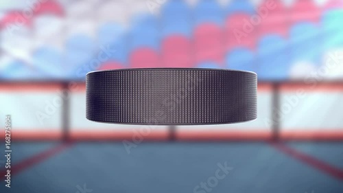 Hockey Puck in motion. Matte channel included. photo