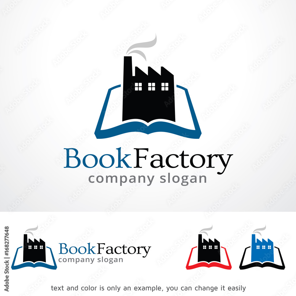 Naklejka premium Book Factory Logo Template Design Vector, Emblem, Design Concept, Creative Symbol, Icon