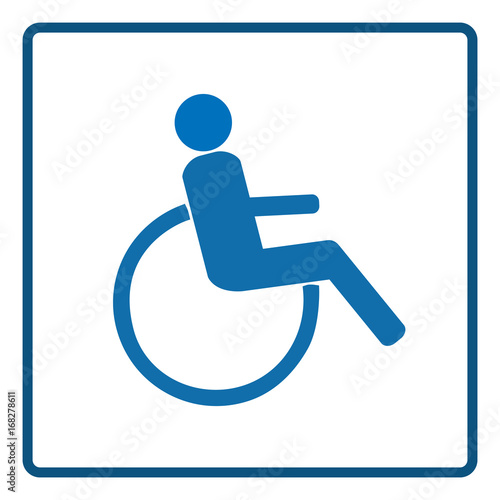 Disabled blue sign in blue square