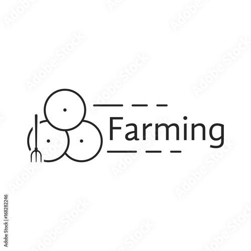 thin line farming logo with haystack