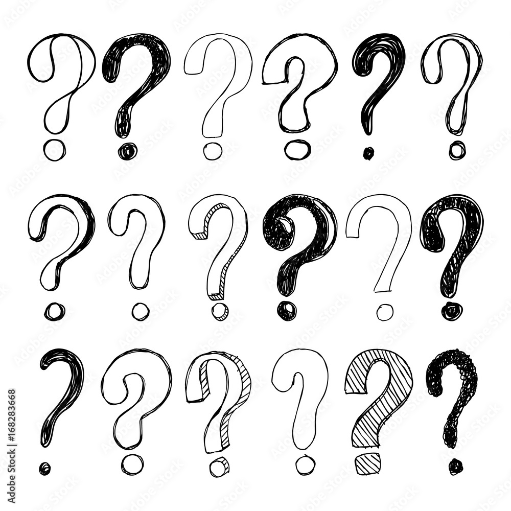 Set of hand drawn Sketch question marks. Vector illustration. Set of hand drawn Sketch question marks. Vector illustration.
