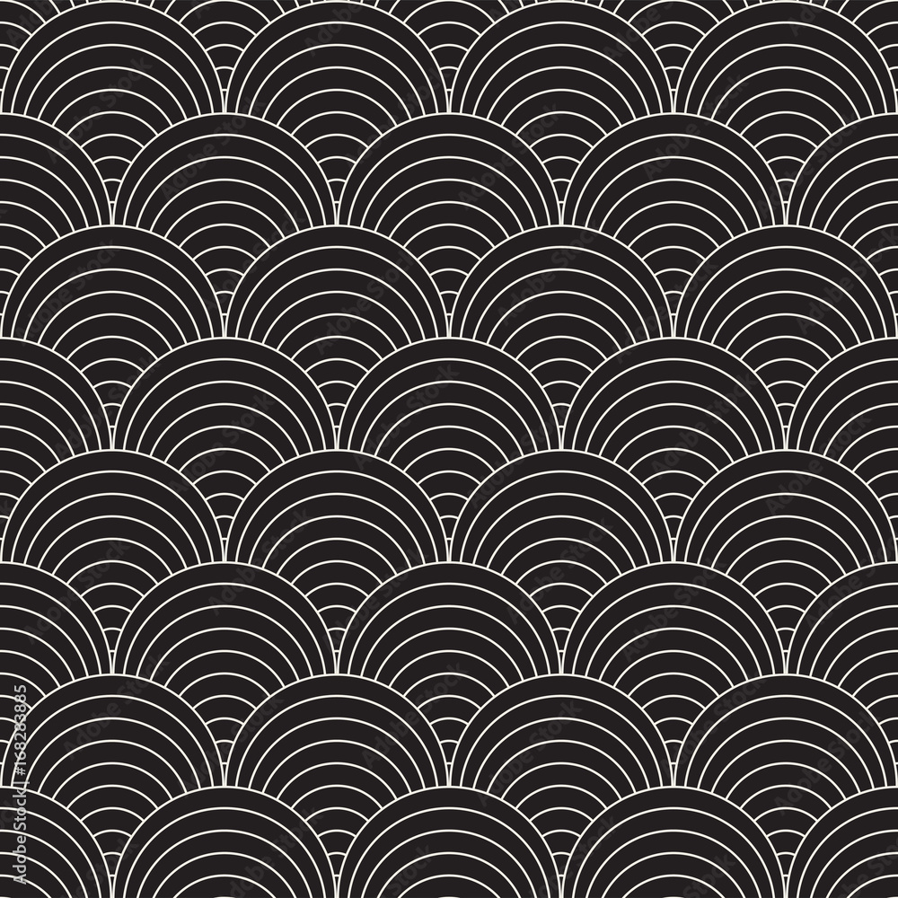 Vector Seamless Rounded Lines Pattern. Abstract Geometric Background Design. Circular Geometric Tiling Lattice Vector Seamless Rounded Lines Pattern. Abstract Geometric Background Design. Circular Geometric Tiling Lattice