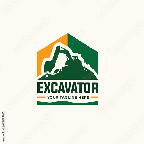 Excavator and backhoe logo template.