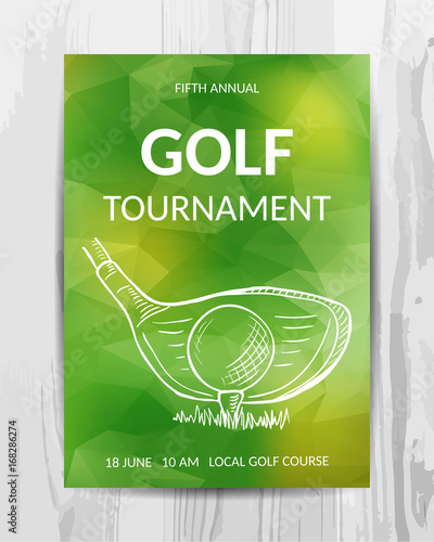Golf party invitation card. Sport tournament flyer.