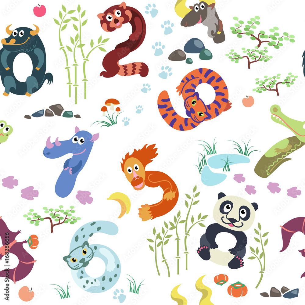 Numbers like Asian animals pattern / Solid fill vector seamless pattern
Numbers like Asian animals pattern / Solid fill vector seamless pattern