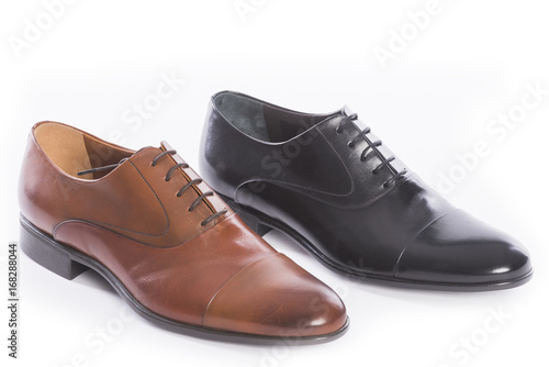 Men shoes collection - different color shoes on a white background © agcreativelab