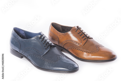 Men shoes collection - different color shoes on a white background