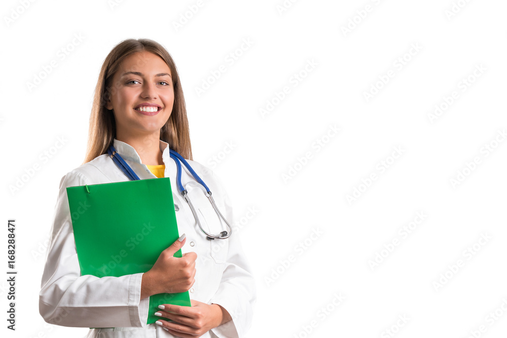 Smiling medical doctor woman with stethoscope. Smiling medical doctor woman with stethoscope.