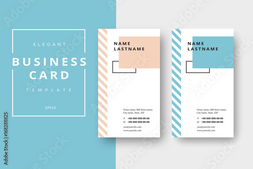 Trendy minimal abstract business card templates. Modern corporate stationary id layout with geometric lines. Vector fashion background design with information sample text.