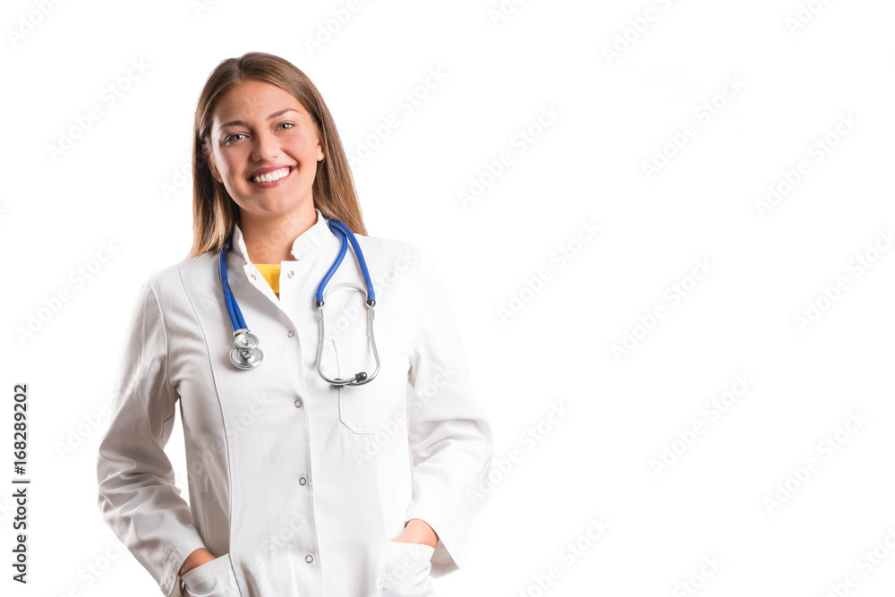 Smiling medical doctor woman with stethoscope. Smiling medical doctor woman with stethoscope.