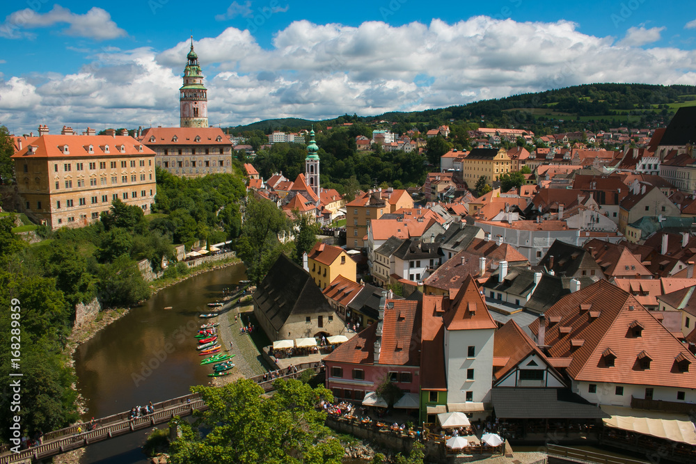 Vista aerea della splendida cittadina di Cesky Krumlov in Boemia