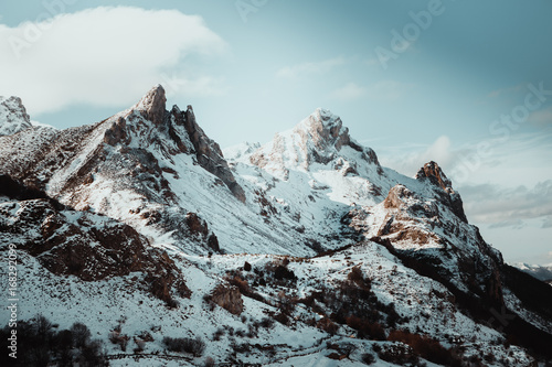 Scenic view of snowcapped mountain photo